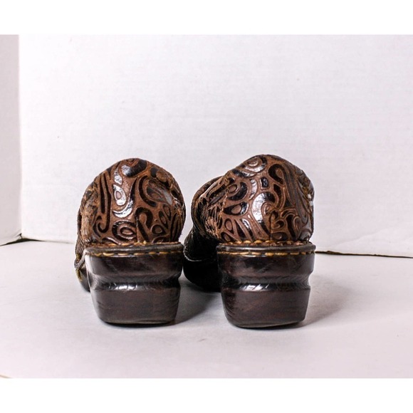 BOC Born On Concept Clogs Brown Tooled Leather Peggy Size 40 US 9 - Picture 3 of 5